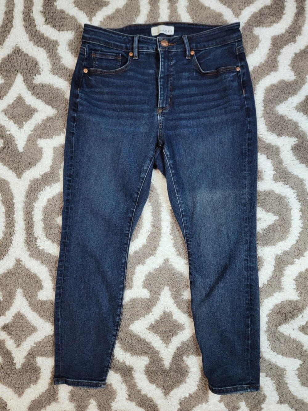 LOFT Curvy Skinny Crop Jeans Dark Wash Stretch Denim Mid Rise | Size: 29/8